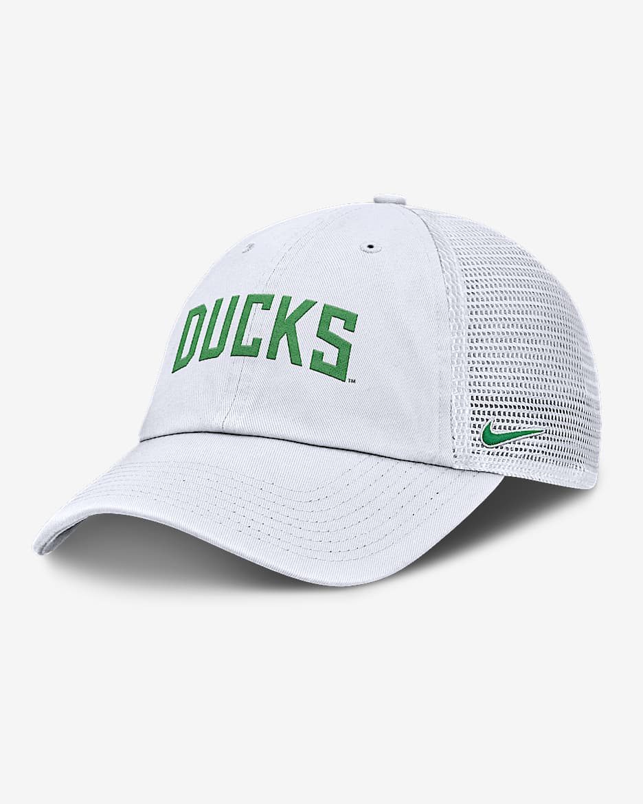 Gorra de rejilla universitaria Nike ajustable para hombre Oregon Primetime Campus Club - Blanco