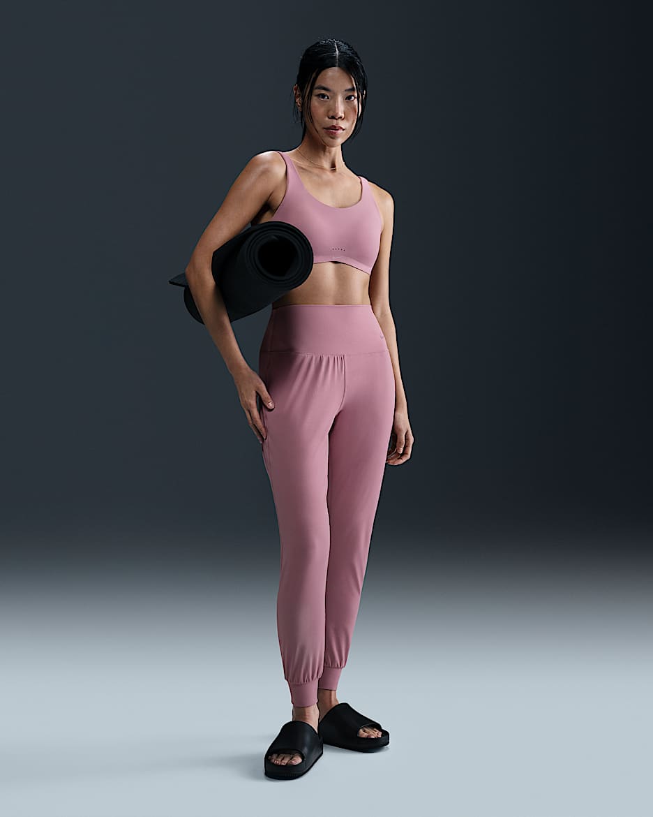 Joggers Dri-FIT de tiro alto para mujer Nike Zenvy - Polvo ciruela/Negro
