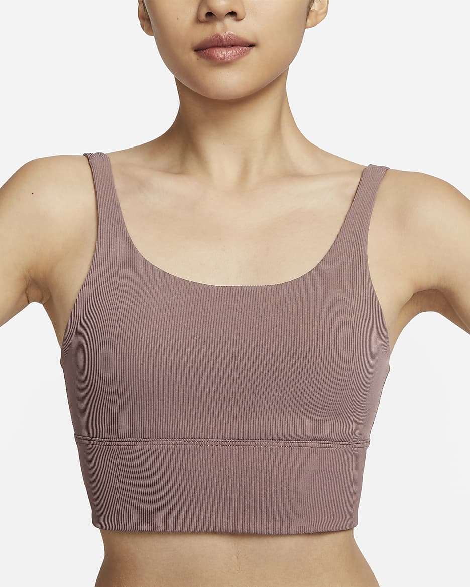 Nike Zenvy Rib Women's Light-Support Padded Longline Sports Bra - Smokey Mauve/Smokey Mauve/White