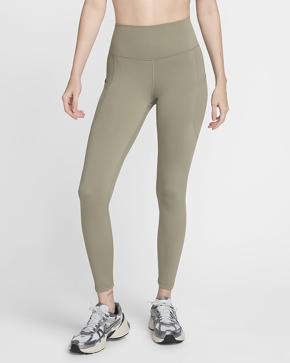 Leggings tiro alto de 7/8 con bolsillos para mujer Nike One - Militar claro/Negro