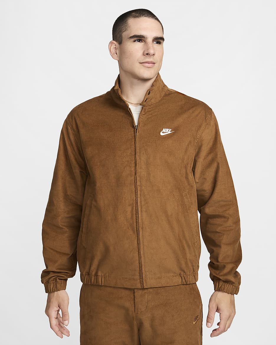 Nike Sportswear Club Men's Corduroy Harrington Jacket - Light British Tan/White