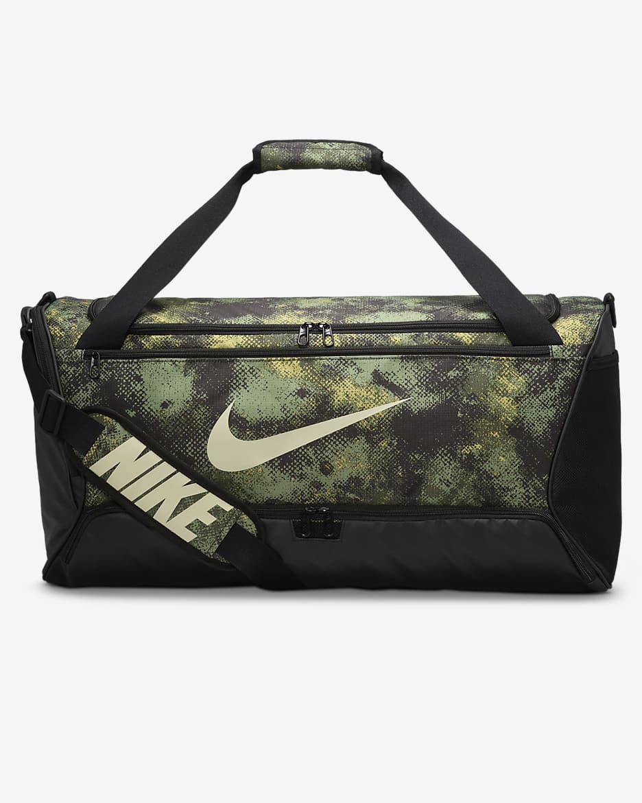 Nike Brasilia Duffel Bag (Medium, 60L) - Oil Green/Black/Coconut Milk