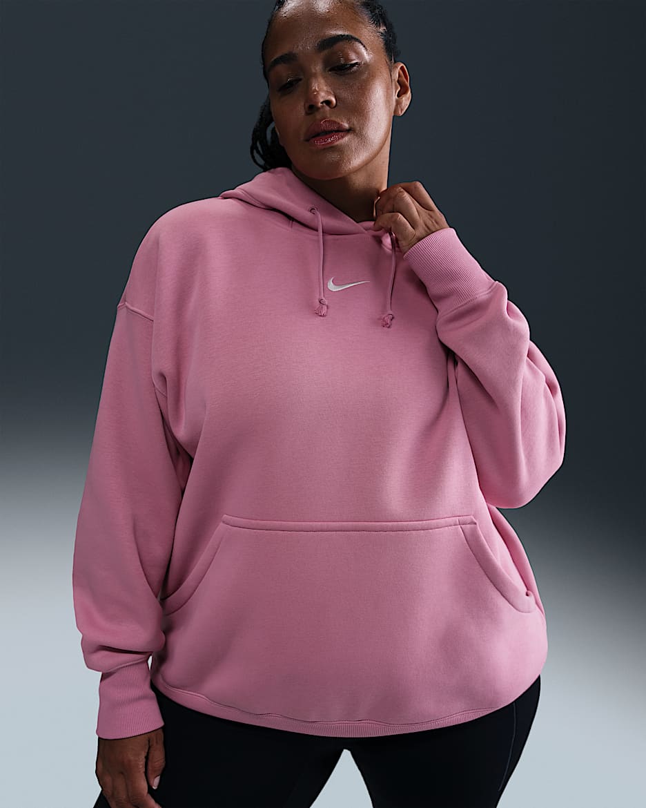 Nike Sportswear Phoenix Fleece Women's Oversized Pullover Hoodie (Plus Size) - Elemental Pink/Sail