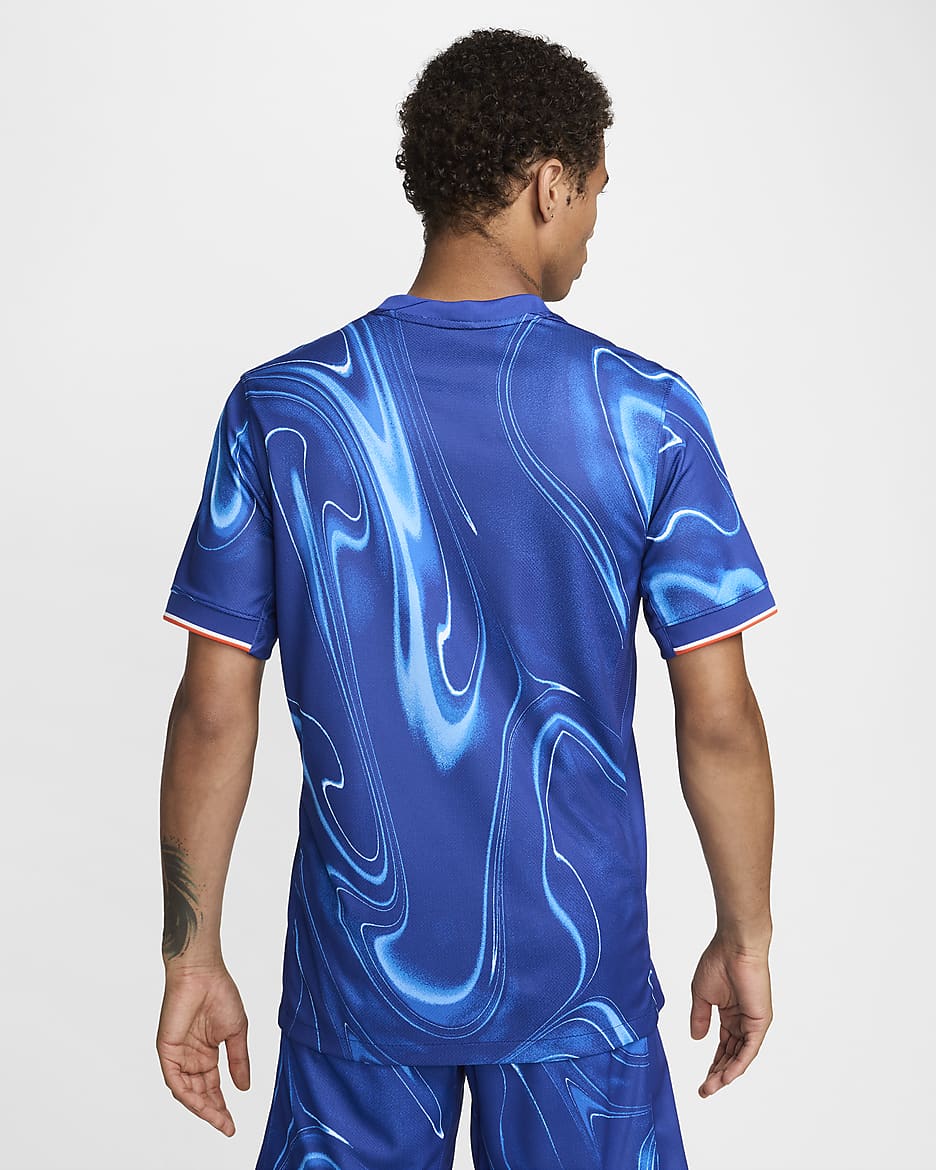 Męska koszulka piłkarska Nike Dri-FIT Chelsea F.C. Stadium 2024/25 (wersja domowa) – replika - Rush Blue/Team Orange/Biel