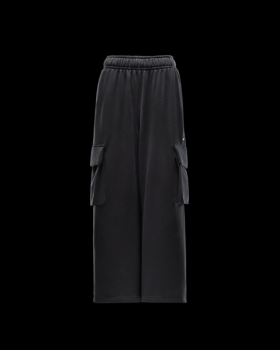 Pants de French Terry de tiro bajo oversized con dobladillo abierto para mujer Nike Sportswear - Negro/Vela