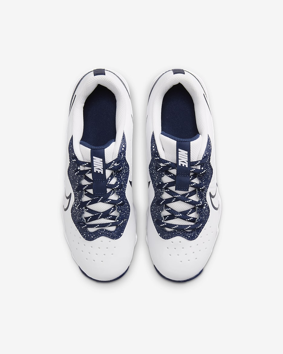 Tacos de béisbol para niños talla pequeña/grande Nike Alpha Huarache 4 Keystone - Blanco/Azul marino medianoche