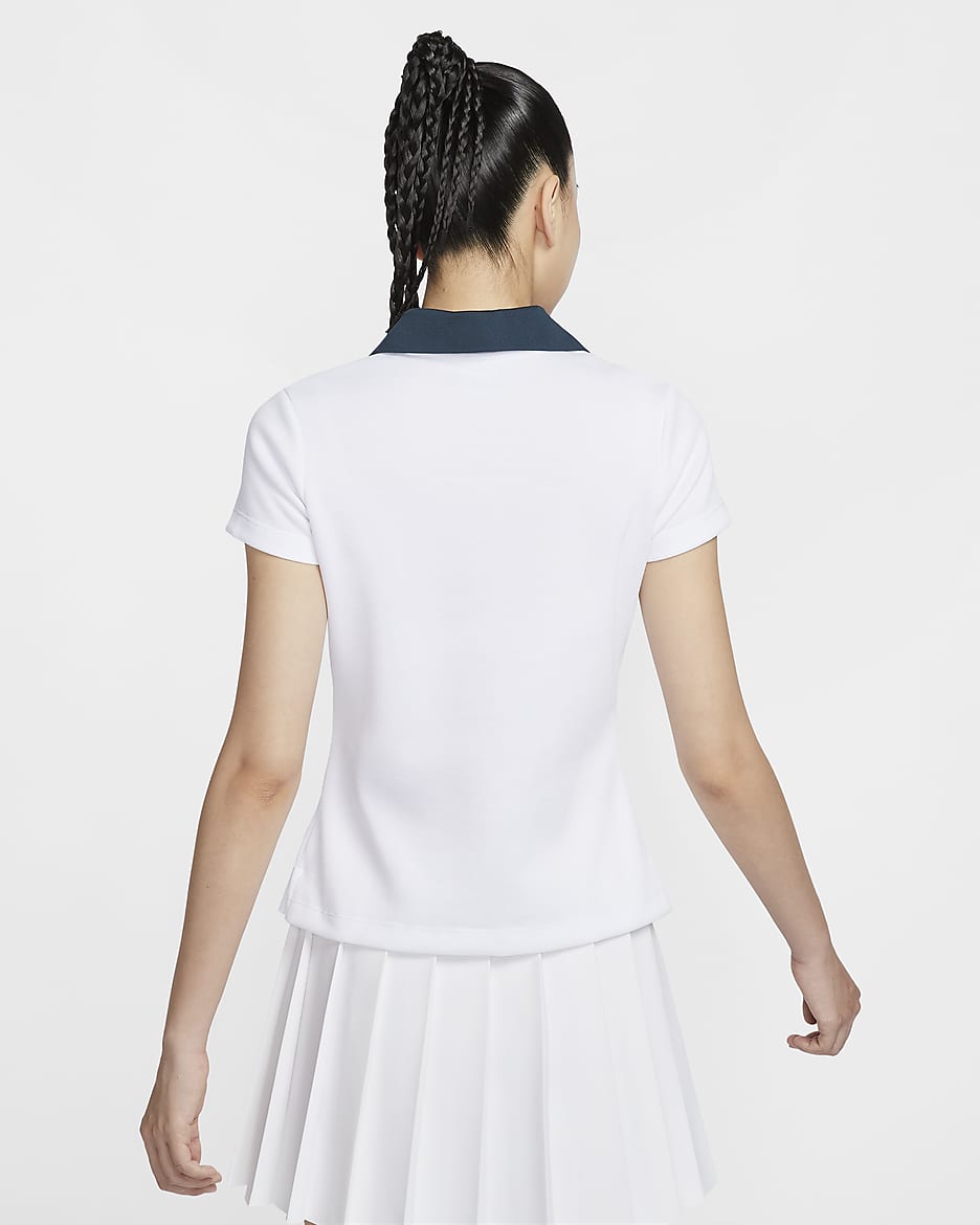 เสื้อโปโลแขนสั้นผู้หญิง Nike Women by YOON - ขาว/Armory Navy