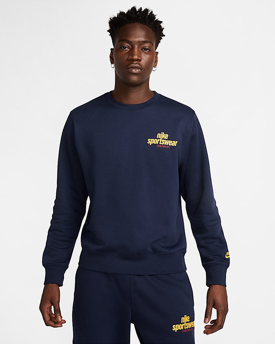 Sudadera de cuello redondo de tejido Fleece para hombre Nike Club - Obsidiana/Obsidiana/Oro universitario