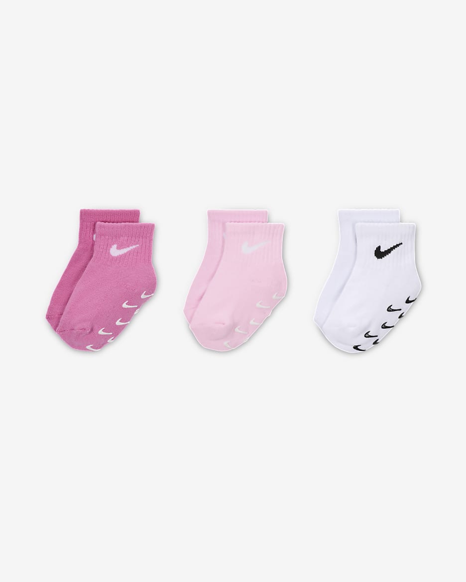 Nike Baby/Toddler Gripper Ankle Socks (3 Pairs) - Magic Flamingo