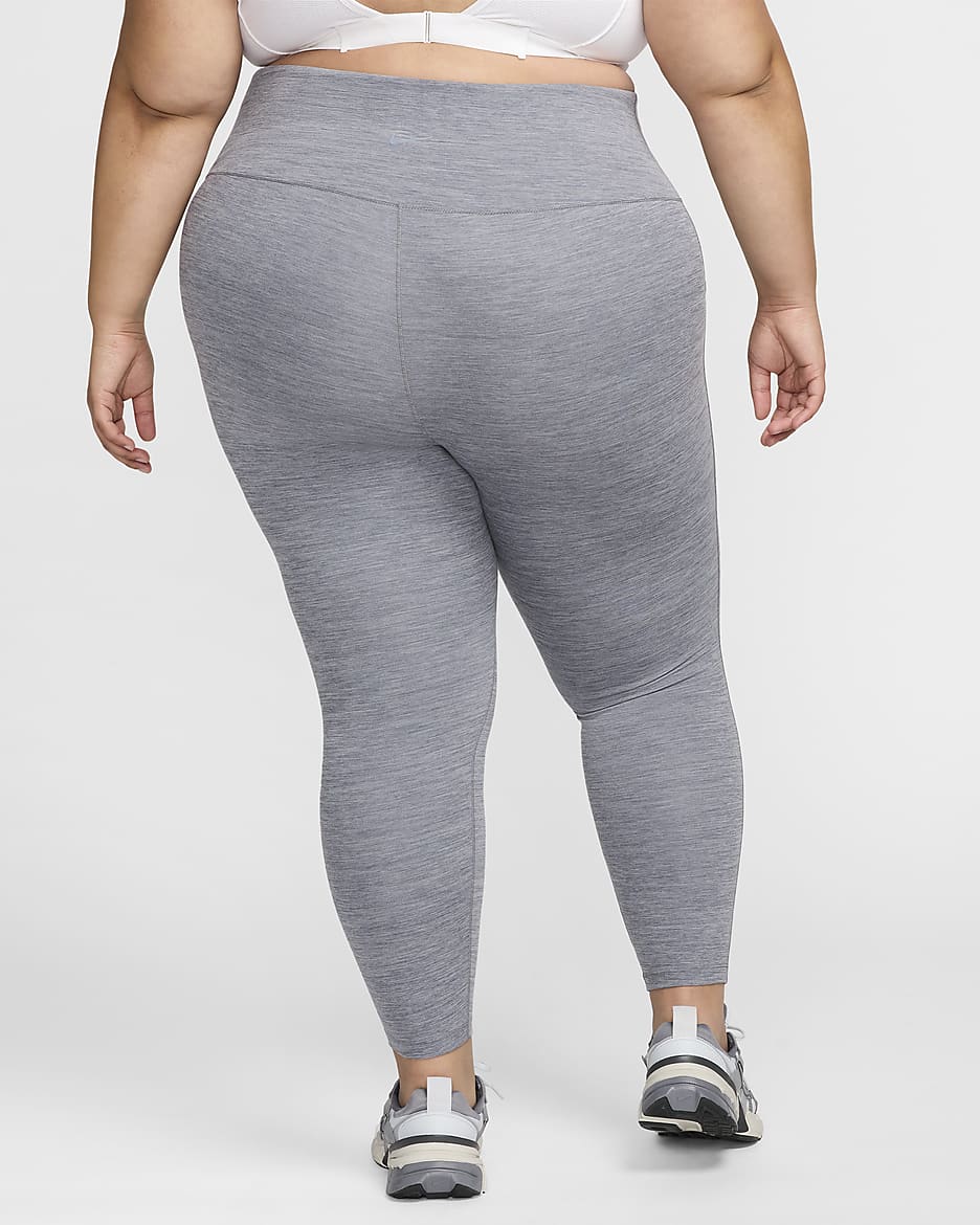 Nike One Women's High-Waisted 7/8 Leggings with Pockets (Plus Size) - Smoke Grey/Heather/Black