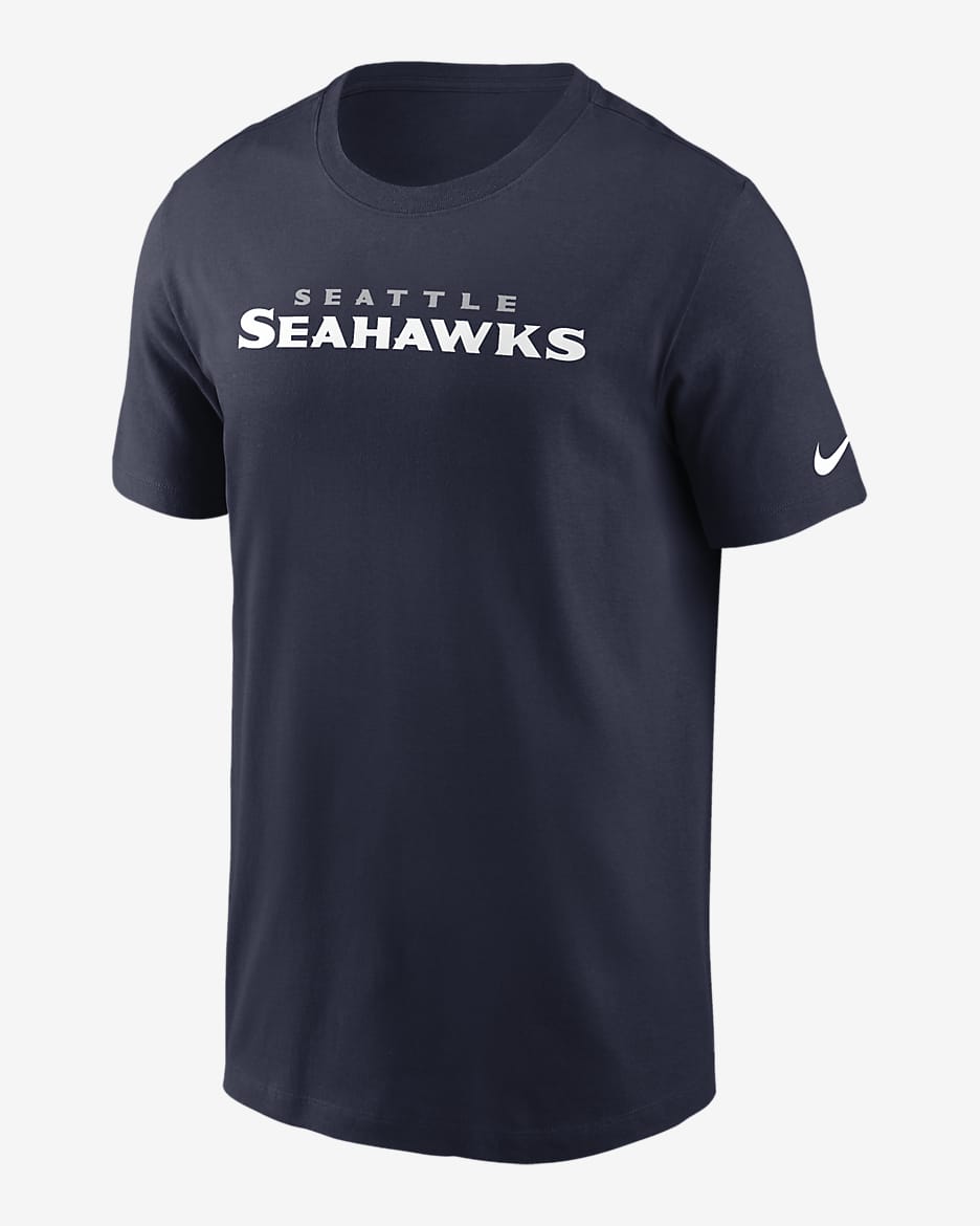 Seattle Seahawks Primetime Wordmark Essential Men's Nike NFL T-Shirt - Navy