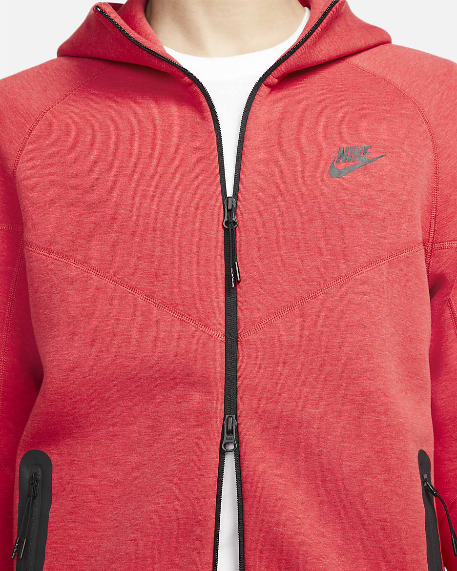 Sweat à capuche et zip Nike Sportswear Tech Fleece Windrunner pour homme - Light University Red Heather/Noir