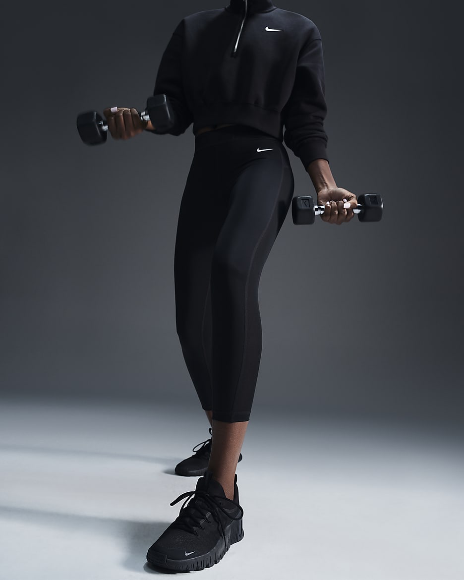 Nike Pro Leggings de 7/8 talle medio con paneles de malla - Mujer - Negro/Blanco