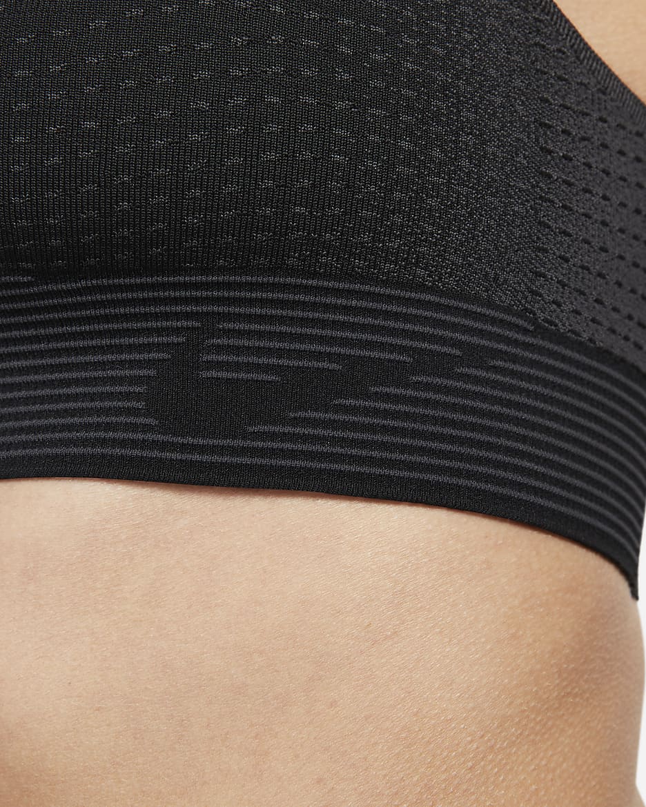 Nike Swoosh Flyknit Women's High-Support Non-Padded Sports Bra - Black/Dark Smoke Grey/Photon Dust