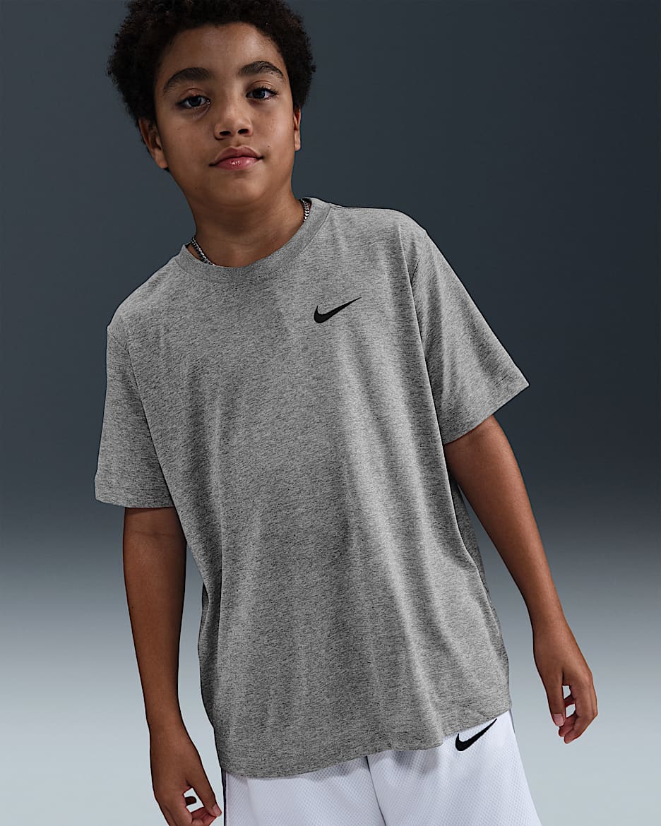 Nike Legend Big Kids' Dri-FIT Training T-Shirt - Tumbled Grey/Flat Silver/Heather