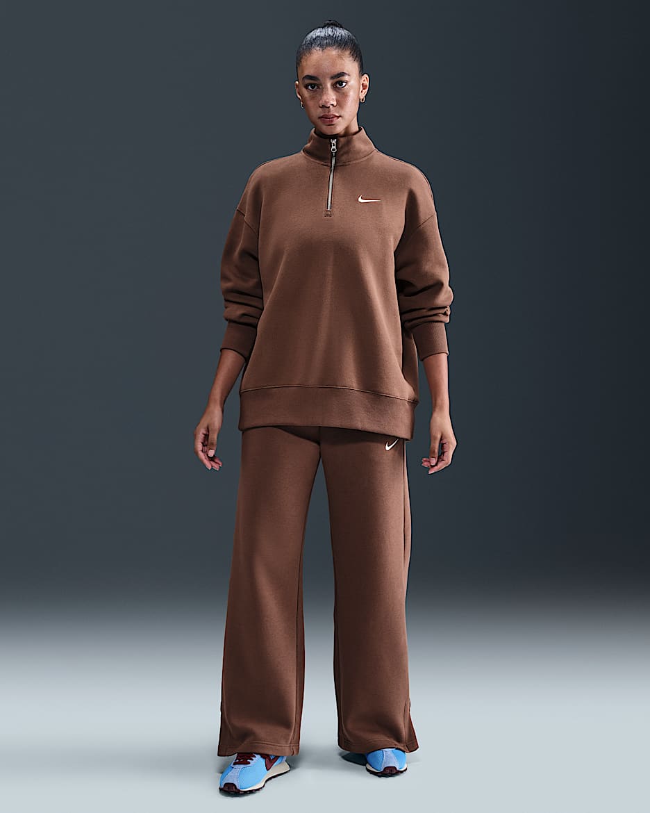 Nike Sportswear Phoenix Fleece Women's High-Waisted Wide-Leg Tracksuit Bottoms - Fauna Brown/Sail