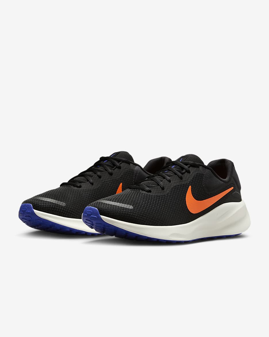 Nike Revolution 7 Men's Road Running Shoes - Black/Astronomy Blue/Sail/Hyper Crimson