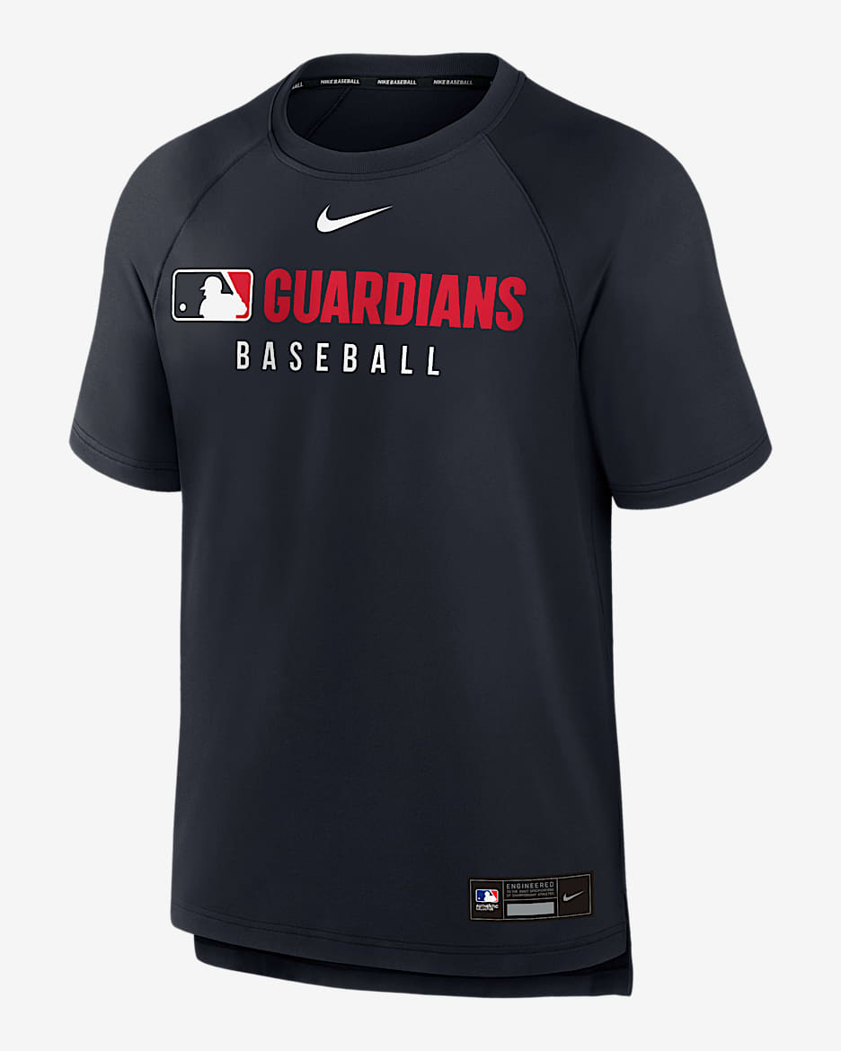 Playera Nike Dri-FIT de la MLB para hombre Cleveland Guardians Authentic Collection Pregame - Azul marino