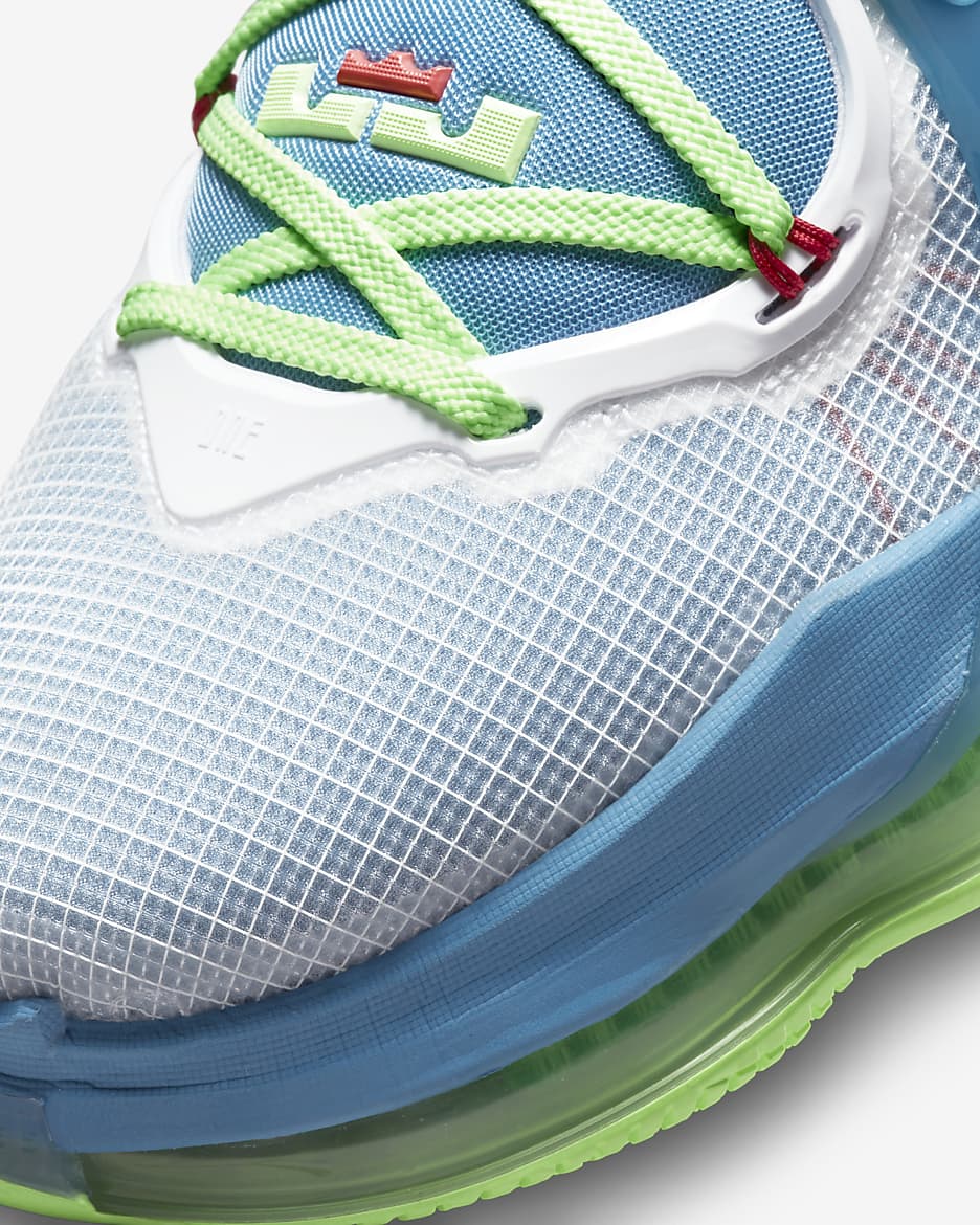 LeBron 19 Basketball Shoes - Dutch Blue/Lime Glow/White/Pomegranate