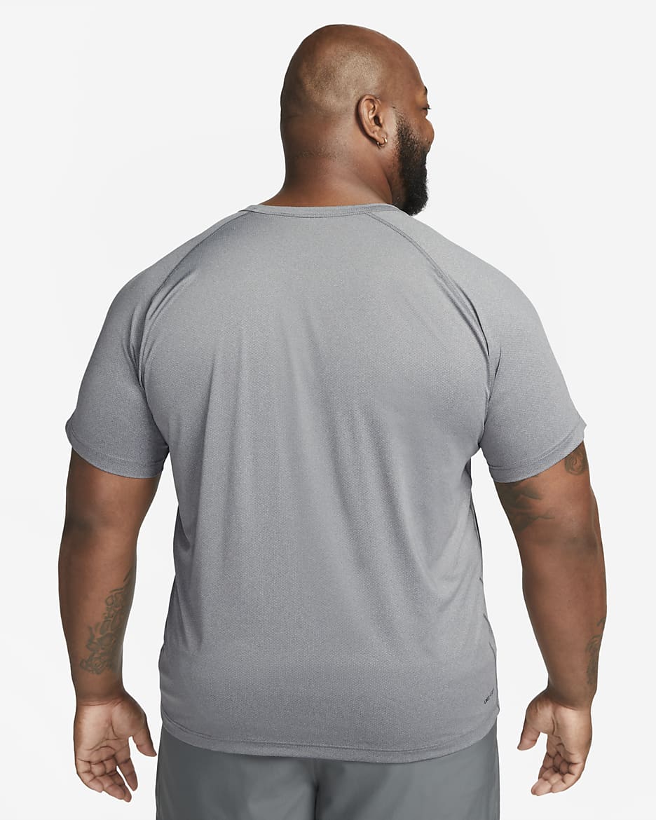 Haut de fitness à manches courtes Dri-FIT Nike Ready pour homme - Smoke Grey/Heather/Noir