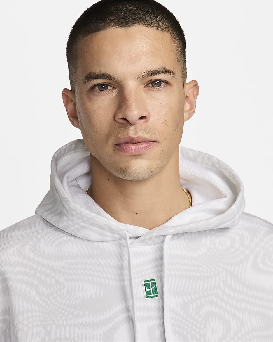 NikeCourt Heritage Men's Dri-FIT Fleece Tennis Hoodie - White/White