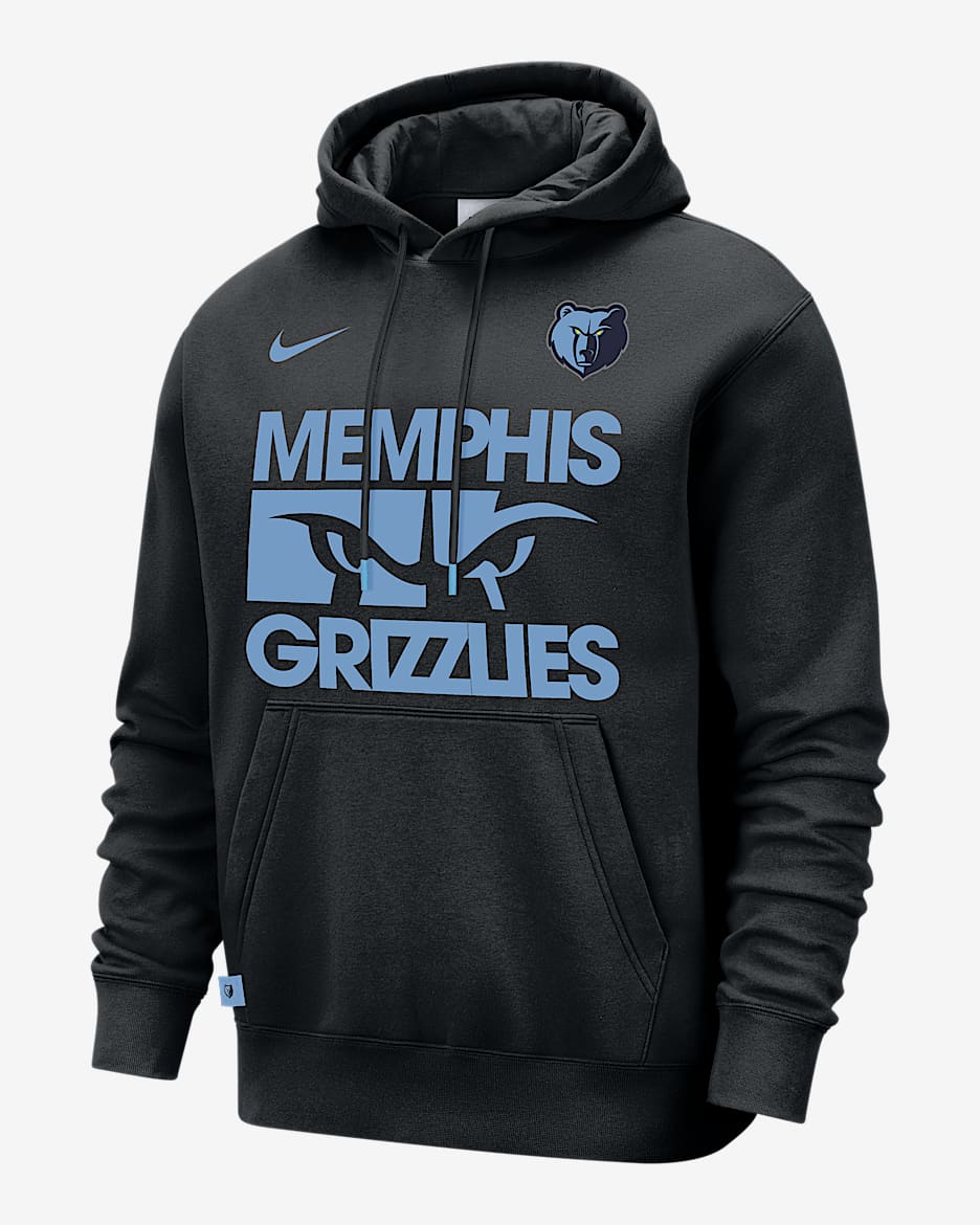 Sudadera con gorro sin cierre Nike de la NBA para hombre Memphis Grizzlies Club Courtside - Negro/Azul claro