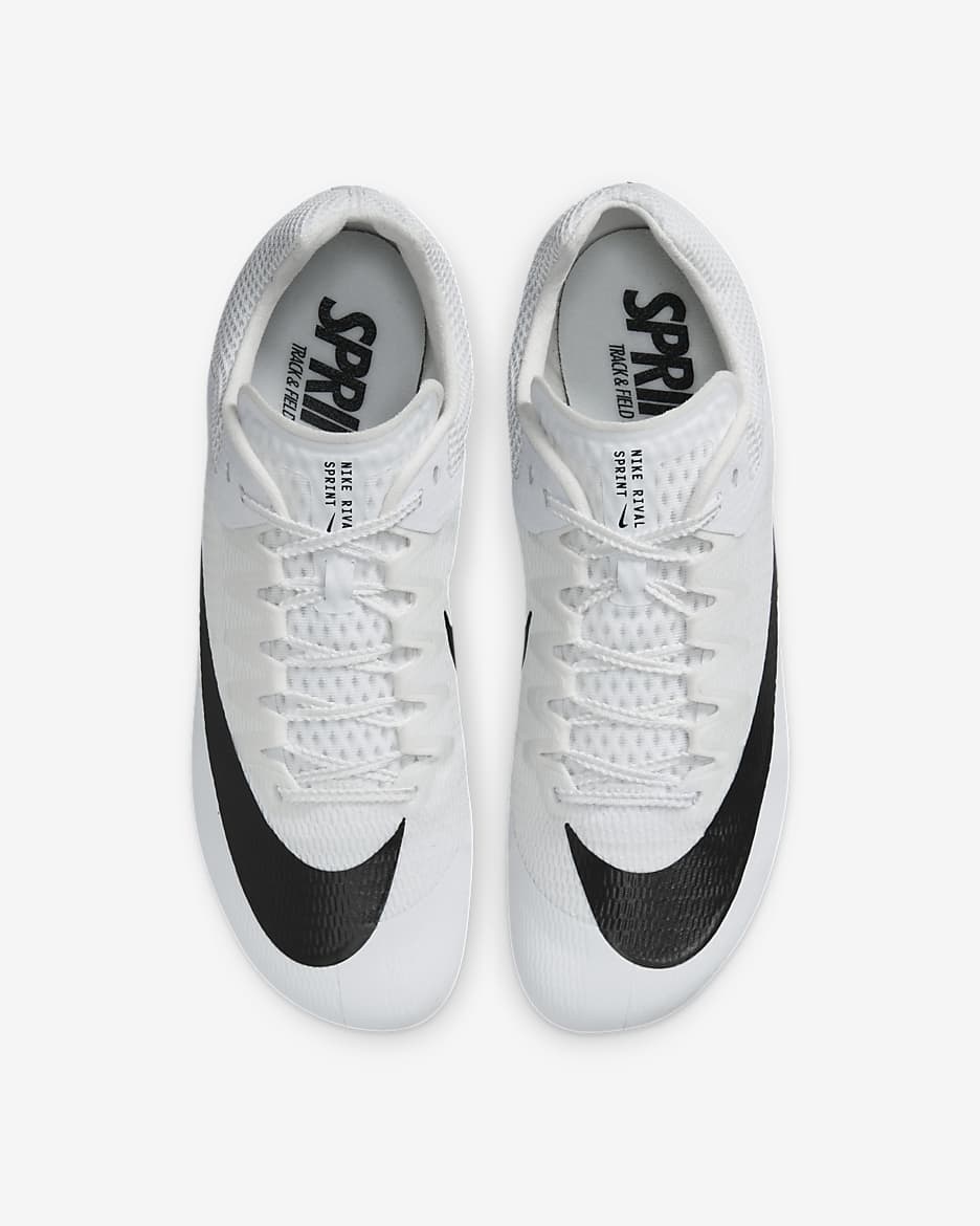 Nike Rival Sprint piggsko til sprintløp - Hvit/Metallic Silver/Pure Platinum/Svart