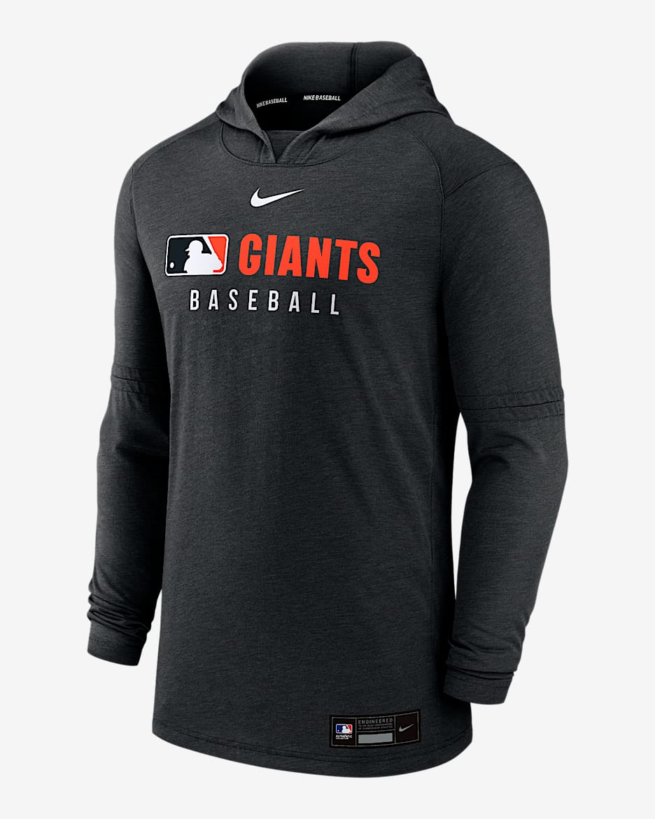 Sudadera con gorro sin cierre Nike Dri-FIT de la MLB para hombre San Francisco Giants Authentic Collection - Negro jaspeado