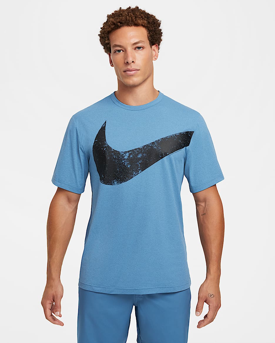 Nike Hyverse Swoosh Men's Dri-FIT Short-sleeve Fitness Top - Aegean Storm/Black