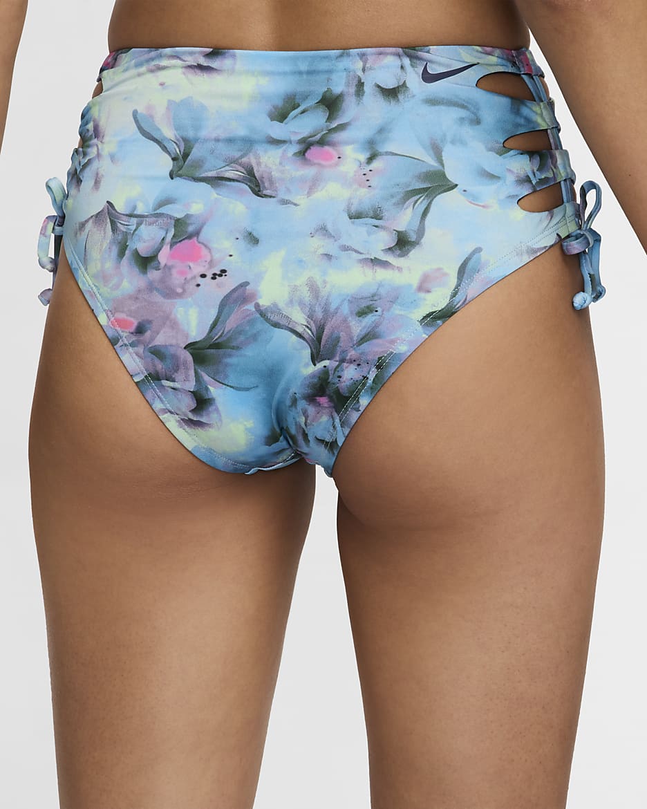 Damski dół od bikini z wiązaniem Nike Swim - Aquarius Blue/Vapor Green/Bicoastal/Midnight Navy