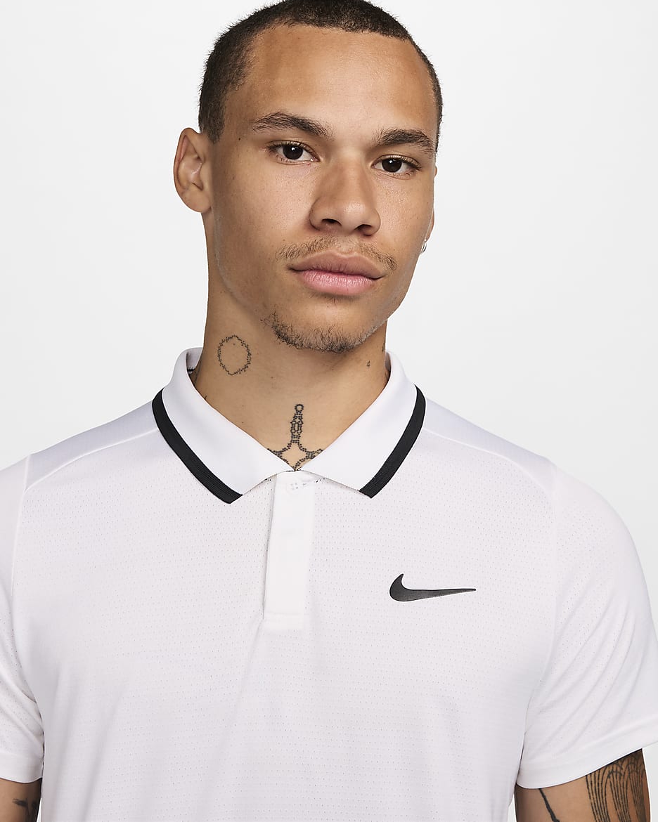 Polo de tenis Dri-FIT para hombre NikeCourt Advantage - Blanco/Blanco/Negro