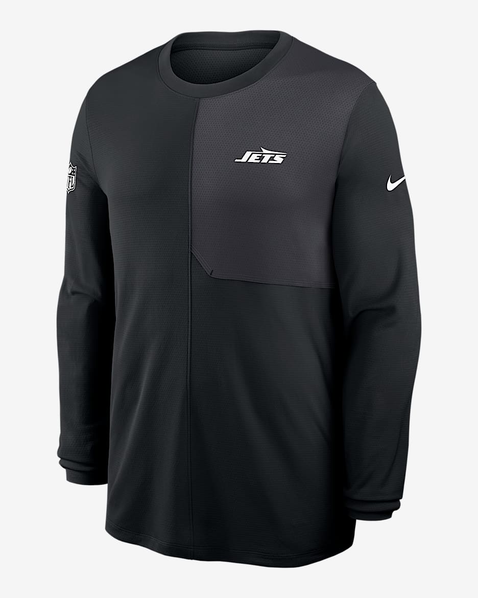 Playera de manga larga Nike Dri-FIT de la NFL para hombre New York Jets Sideline Coach - Negro