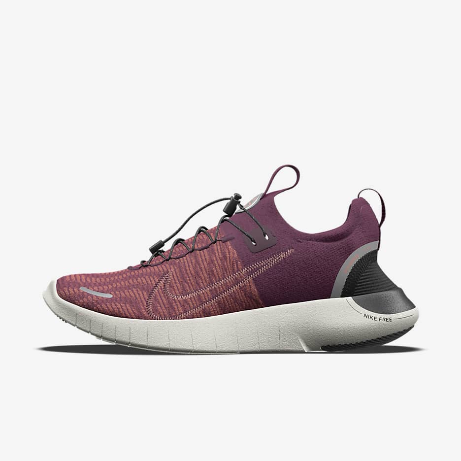 Custom Nike Free RN By You-løbesko til vej til kvinder - Bordeaux/Cedar/Bordeaux