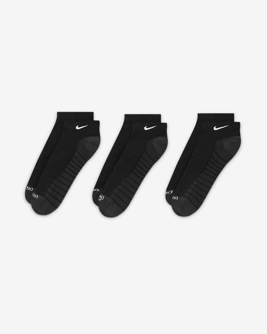 Nike Everyday Max Cushioned Training No-Show Socks (3 Pairs) - Black/Anthracite/White