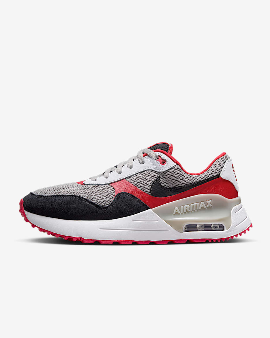 Tenis para hombre Nike College Air Max SYSTM (Ohio State) - Gris peltre/Rojo universitario/Blanco/Negro