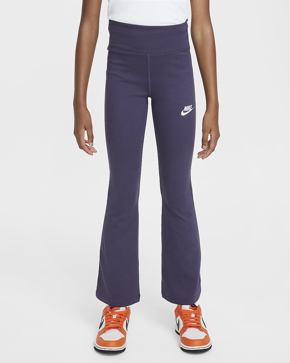 Legging évasé taille haute Nike Sportswear Classic pour fille - Dark Raisin/Blanc