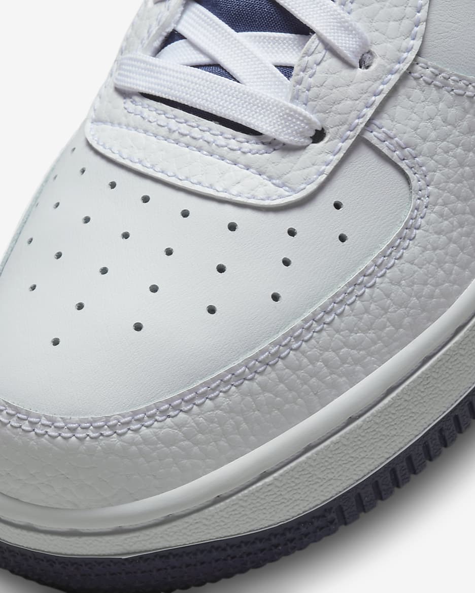 Nike Air Force 1 LV8 Older Kids' Shoes - White/Midnight Navy/Pure Platinum/Metallic Silver