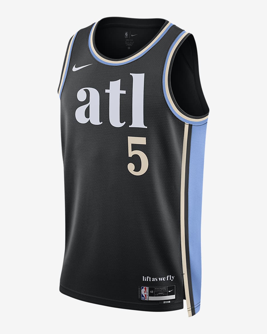 Jersey Nike Dri-FIT Swingman de la NBA para hombre Dejounte Murray Atlanta Hawks City Edition 2023/24 - Negro