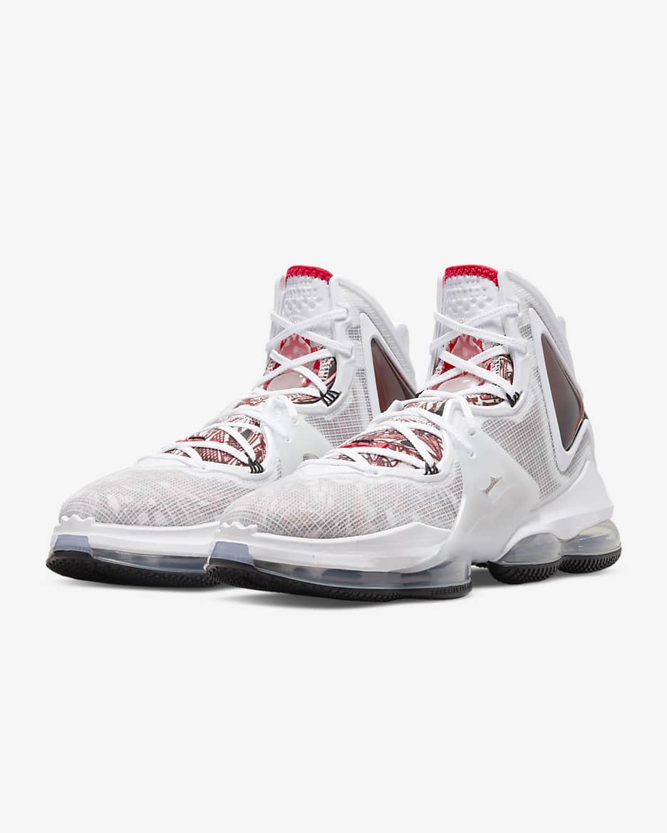 Chaussure de basket LeBron 19 - Blanc/Noir/University Red