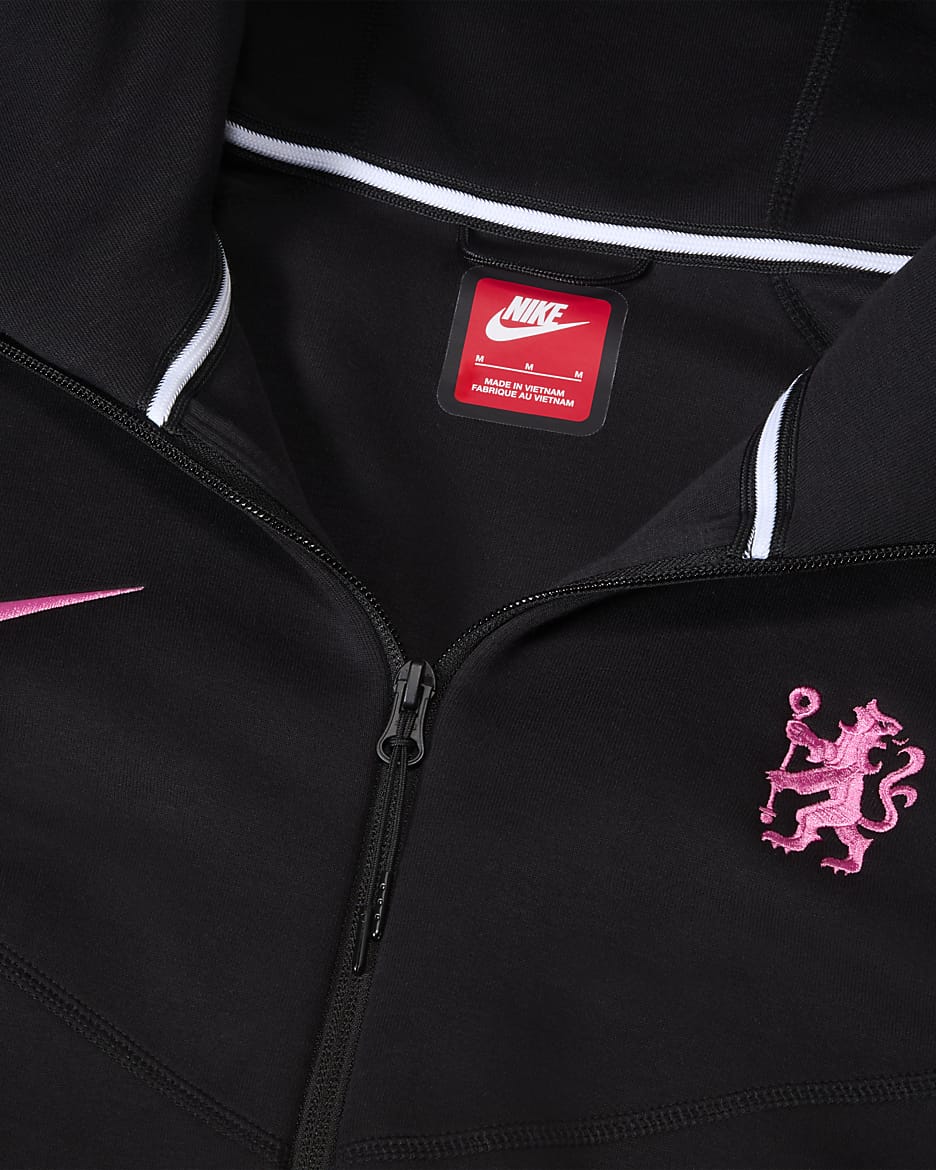 3e veste à zip Nike Football Chelsea FC Tech Fleece Windrunner pour homme - Noir/Pink Prime