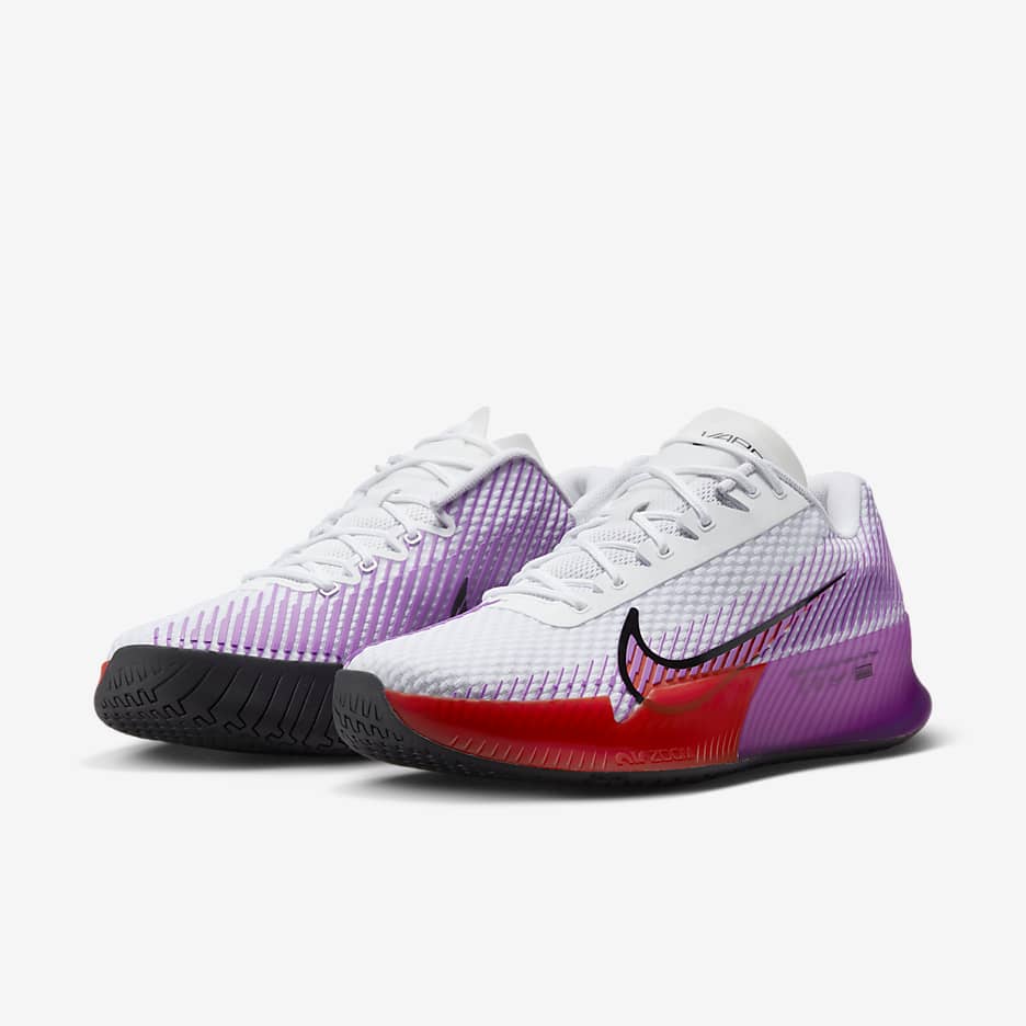 NikeCourt Air Zoom Vapor 11 Men's Hard Court Tennis Shoes - White/Picante Red/Black/Fuchsia Dream