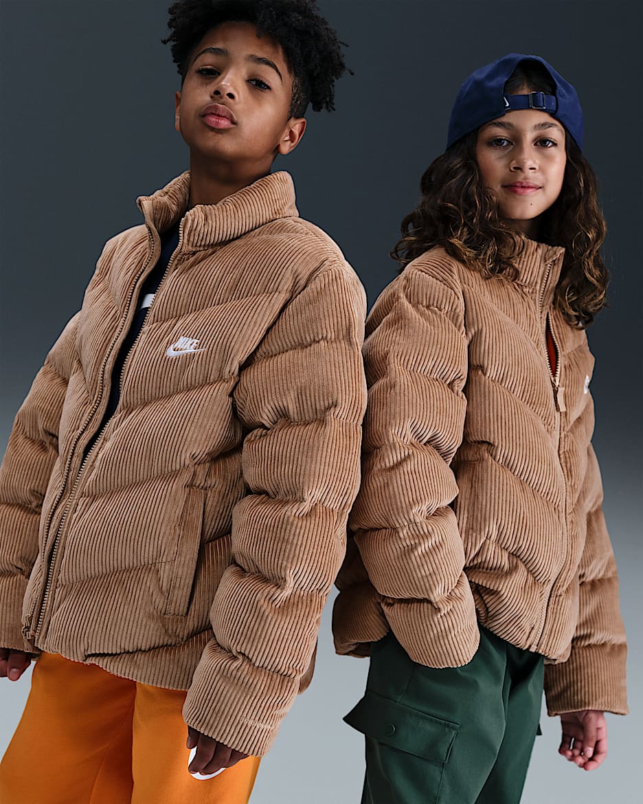Nike Sportswear All Day Play Big Kids' Therma-FIT Loose-Fit Puffer Jacket - Hemp/White
