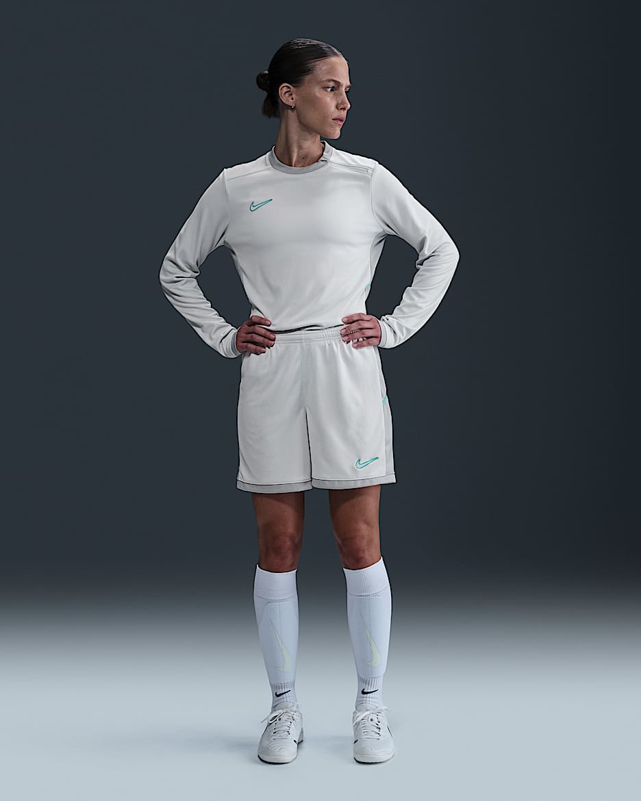 Nike Academy Women's Dri-FIT Soccer Shorts - Photon Dust/Light Smoke Grey/Dynamic Turquoise