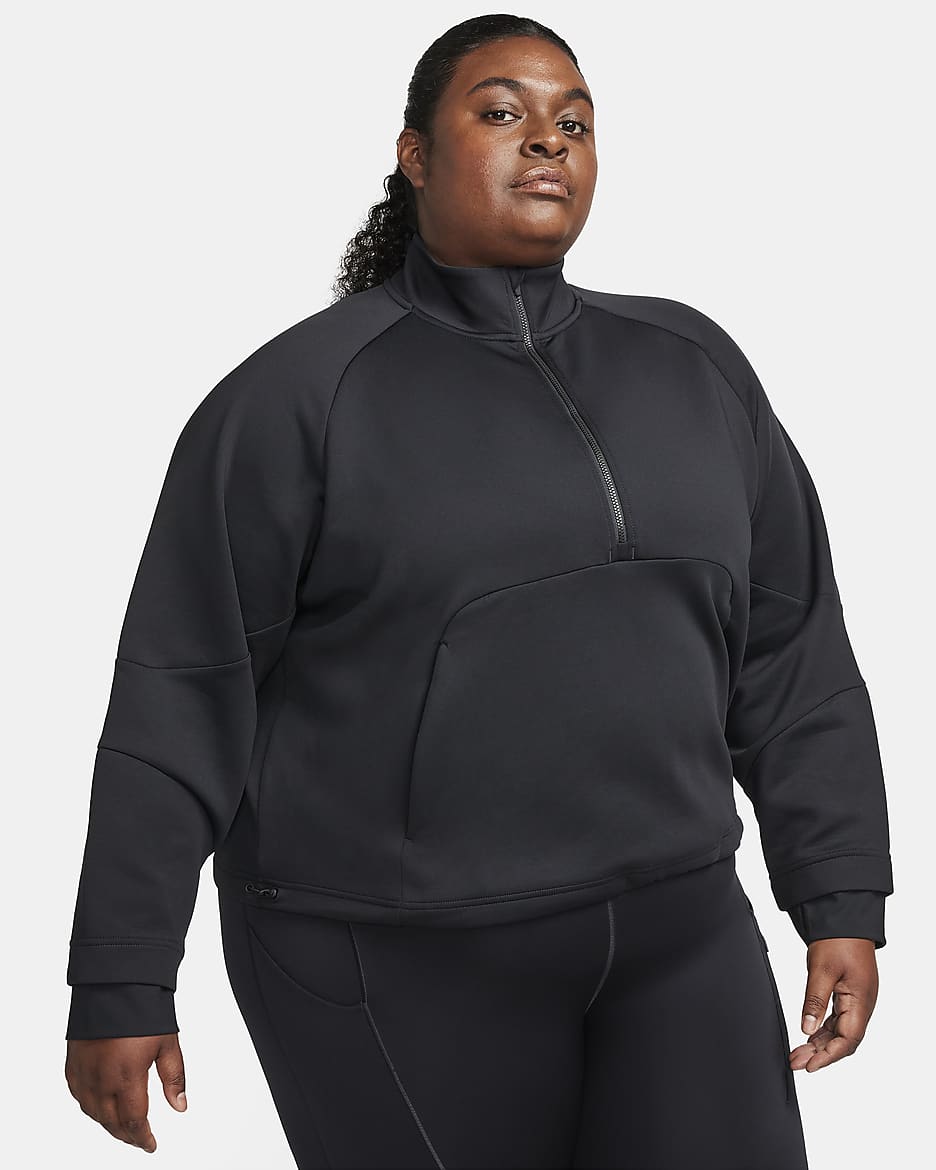 Nike Dri-FIT Prima Women's 1/2-Zip Training Top (Plus Size) - Black/Black