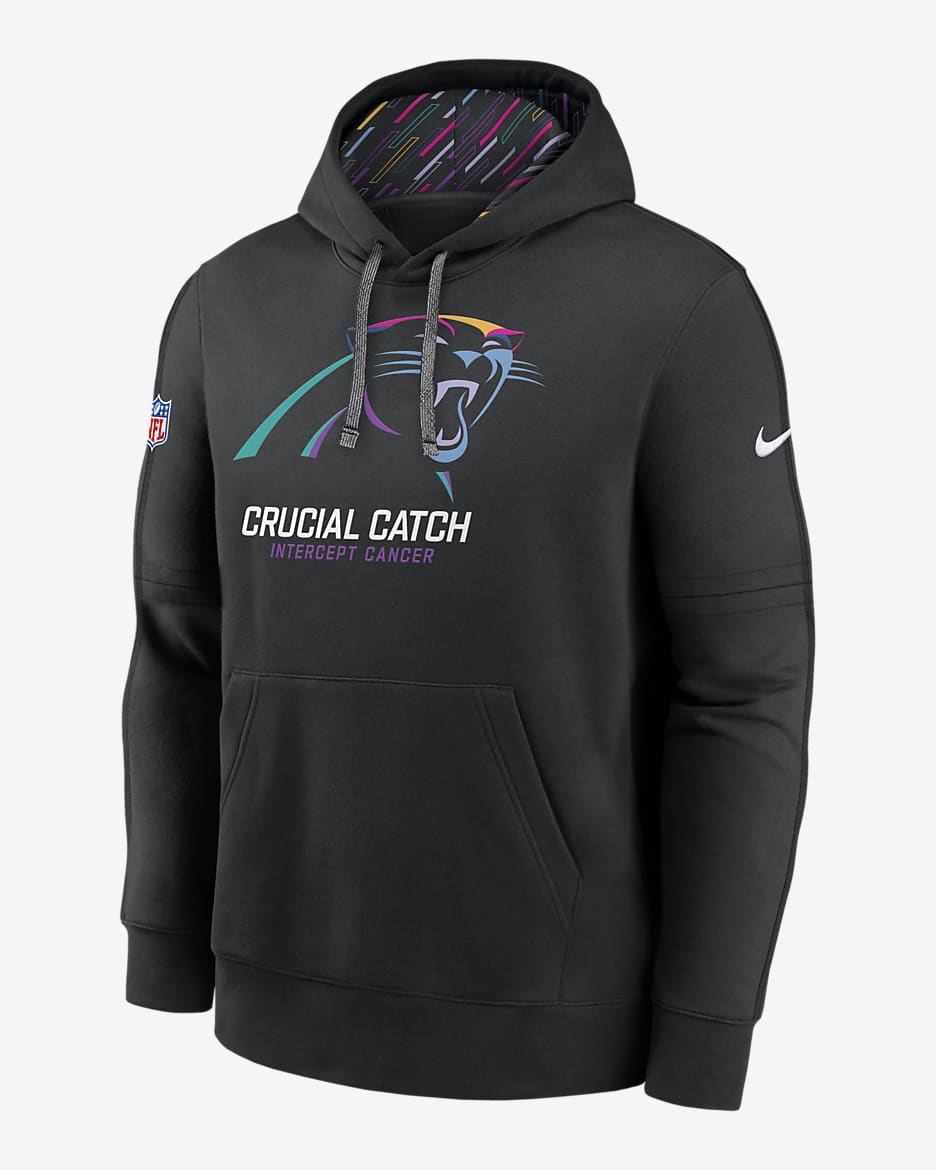 Sudadera con gorro sin cierre Nike de la NFL para hombre Carolina Panthers Crucial Catch Club - Negro