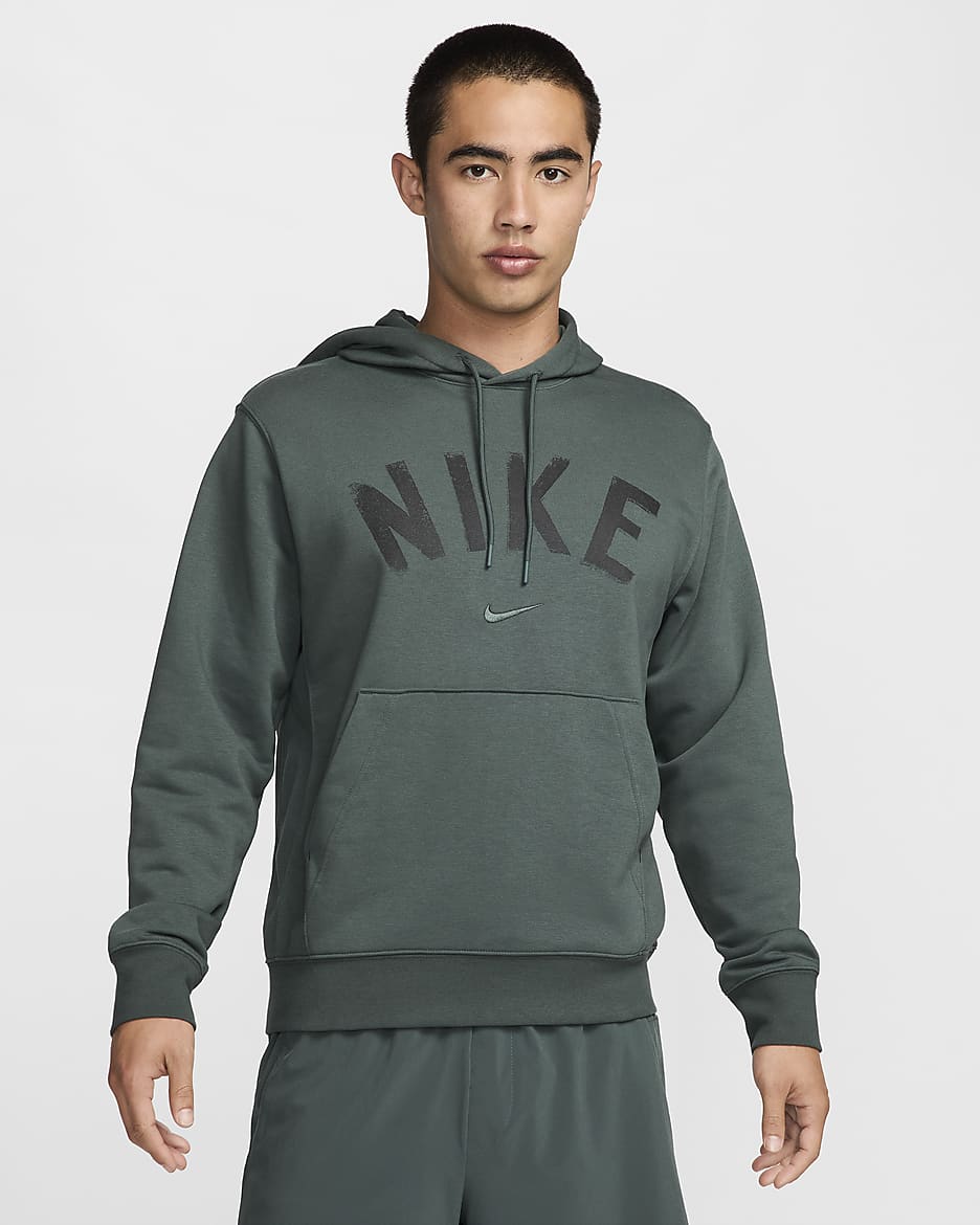 Nike Swoosh Men's Dri-FIT French Terry Pullover Fitness Hoodie - Vintage Green/Vintage Green/Heather/Black