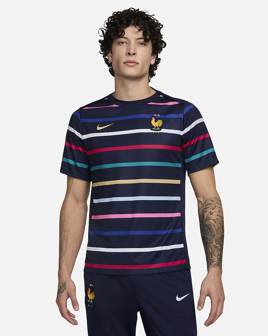 FFF Academy Pro Home Men's Nike Dri-FIT Football Pre-Match Top - Blackened Blue/Club Gold