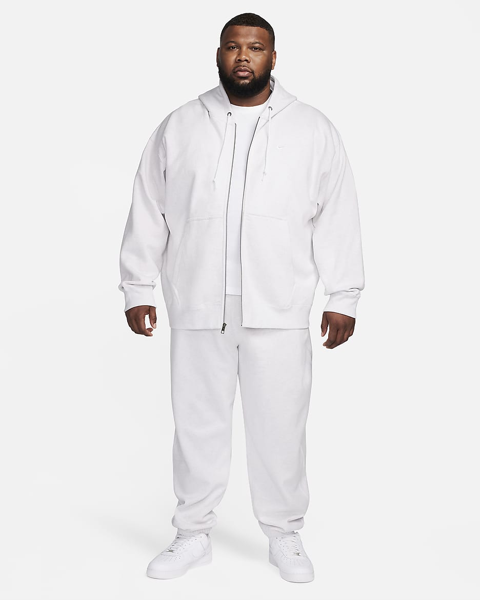 Hoodie com fecho completo Nike Solo Swoosh para homem - Birch Heather/Branco