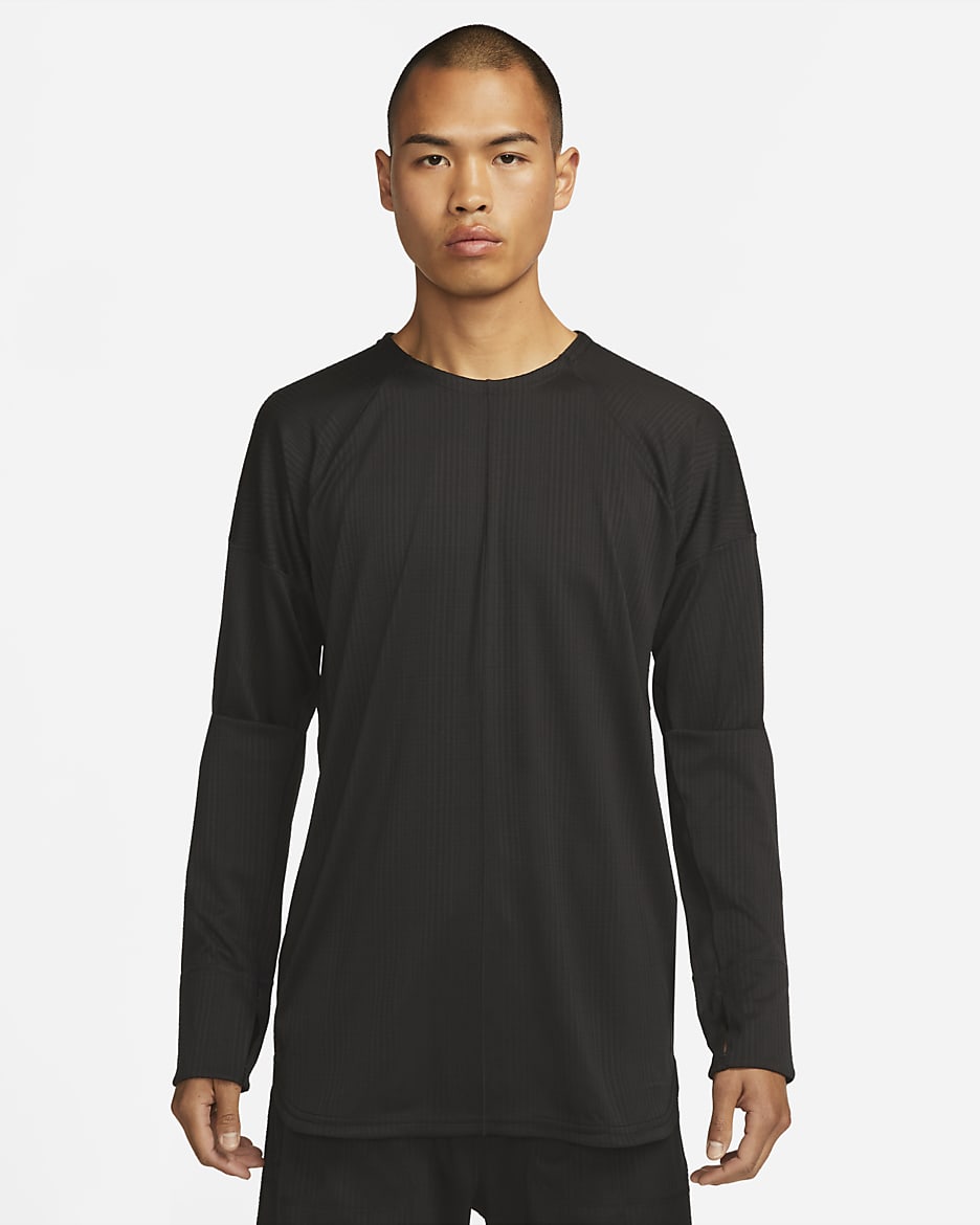 Nike Yoga Dri-Fit top met ronde hals voor heren - Zwart/Zwart