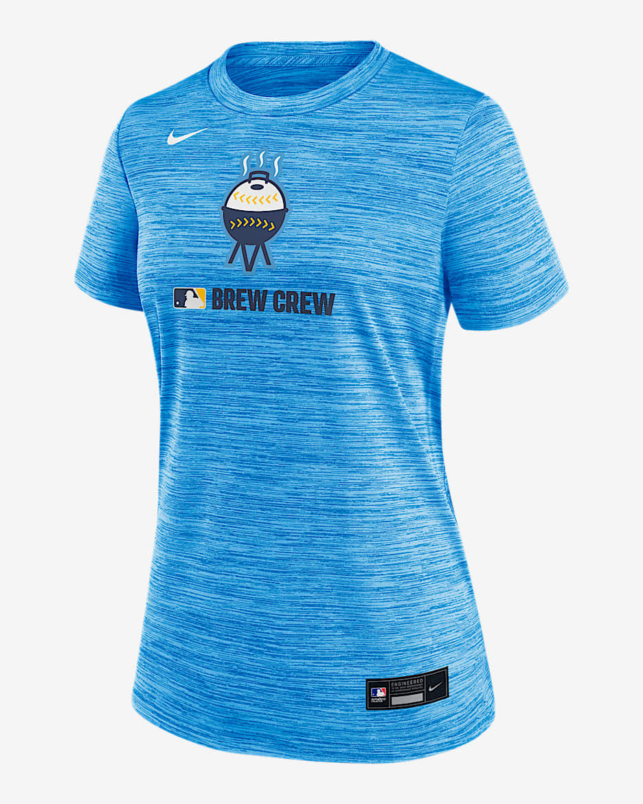Playera Nike Dri-FIT de la MLB para mujer Milwaukee Brewers Authentic Collection City Connect Velocity - Azul claro
